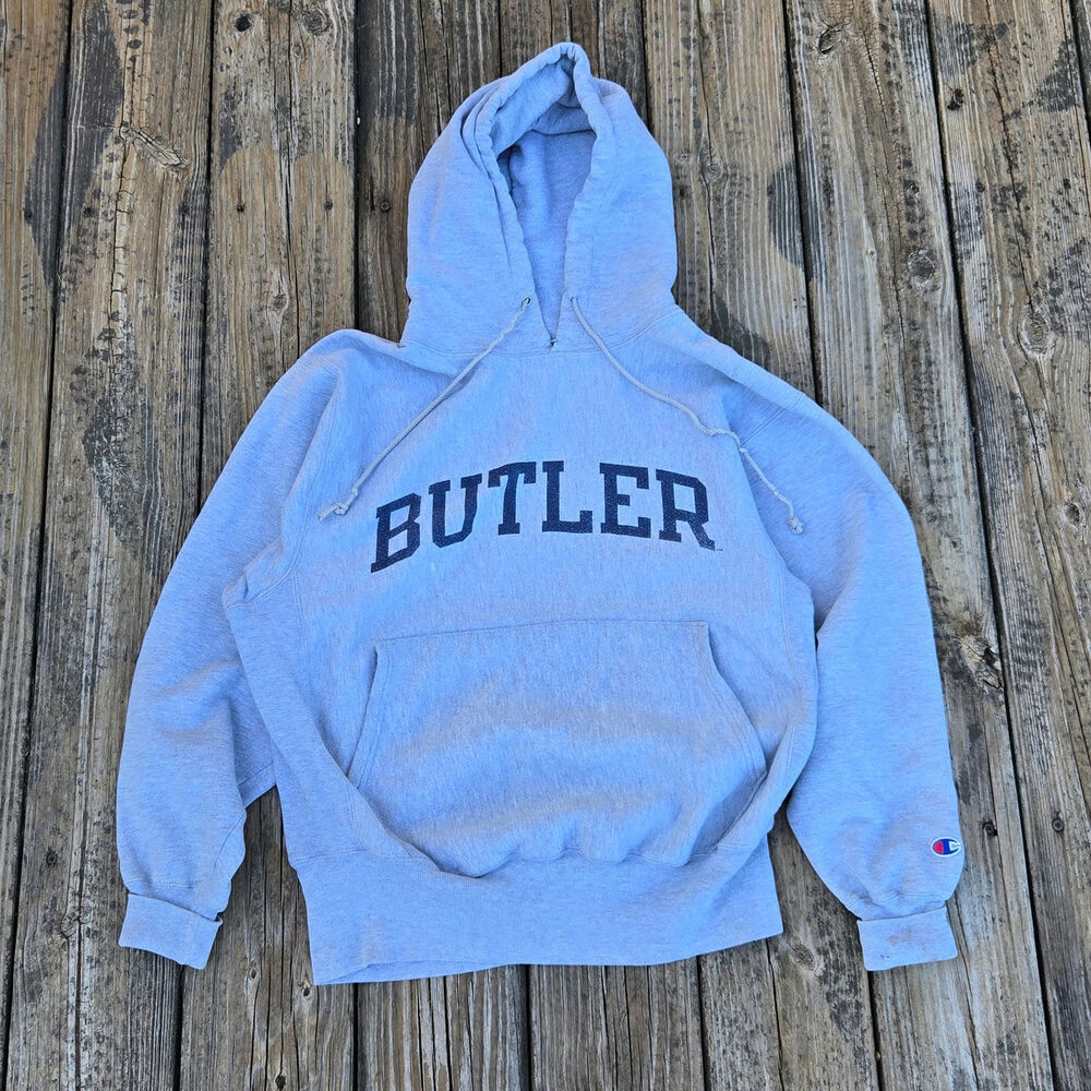 Vintage Champion Reverse Weave Butler Bulldogs Hoodie Sweatshirt Pullover 90s